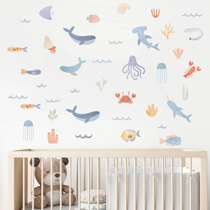 Cartoon Marine Animal Wall Sticker For Home Decor