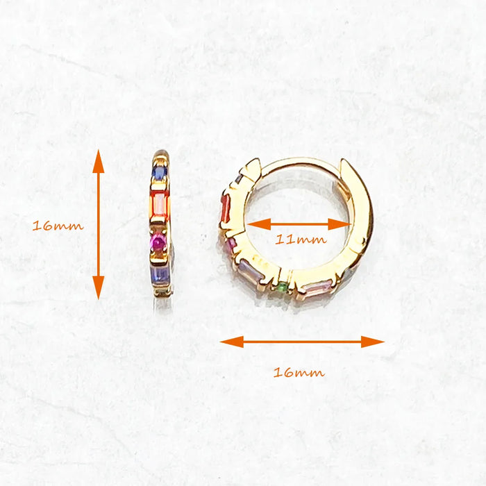 925 Sterling Silver Colourful Stone Creole Hinged Hoop Earrings For Women