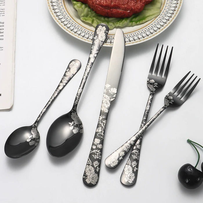 5 / 20 Piece Printed Stainless Steel Tableware For Hotels Western Steak Knife And Fork