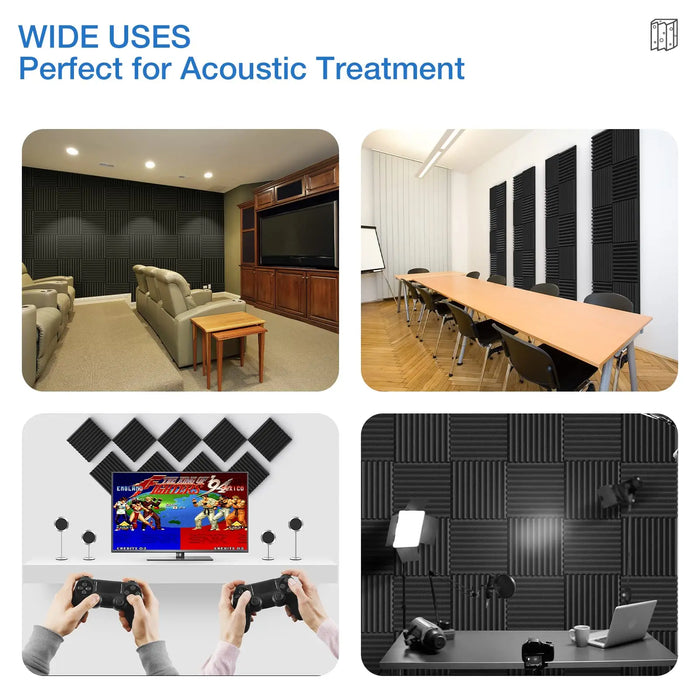 12 Pack Self Adhesive Acoustic Panels 1X12X12 Inchs Soundproof High Density