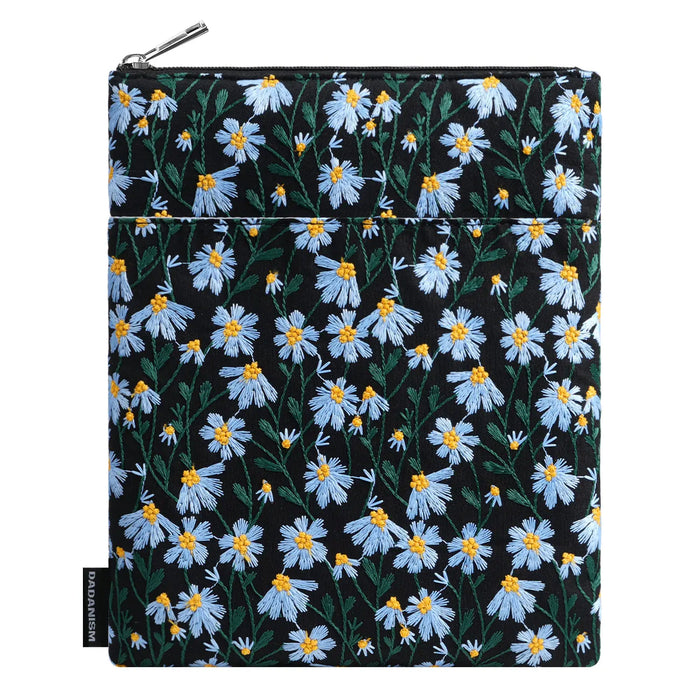 For Ipad A16 11Th Gen 11 Inch / 10Th Gen 10.9 6 Inch Kindle / Kobo 9-11 Inch Embroidered Daisy Padded Carrying Case Protective Tablet Sleeve