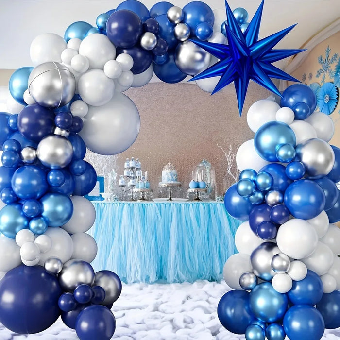 94Pcs Navy Blue White Metal Slender Balloon Garland Set Suitable For Graduation Retirement Wedding Party Birthday Celebration