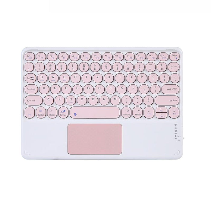 250C 10 Inch Universal Tablet Round Keycap Wireless Bluetooth Keyboard With Touch Panel