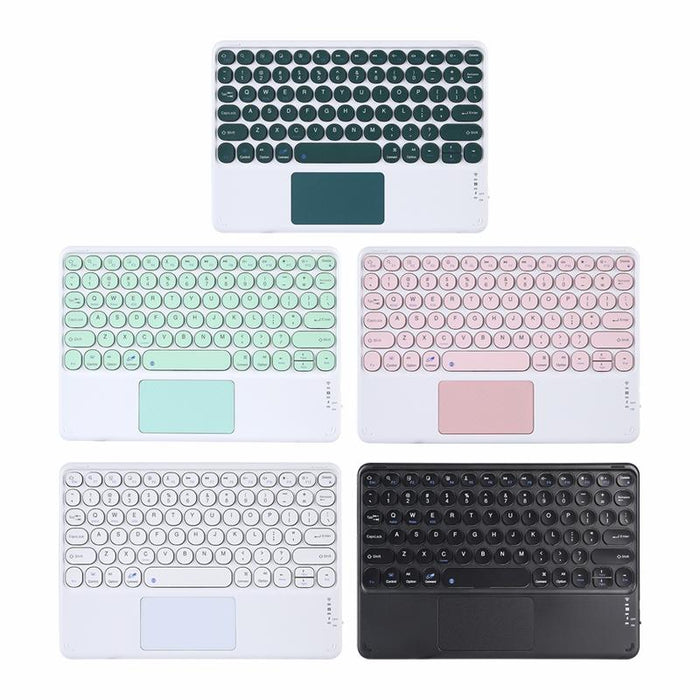 250C 10 Inch Universal Tablet Round Keycap Wireless Bluetooth Keyboard With Touch Panel