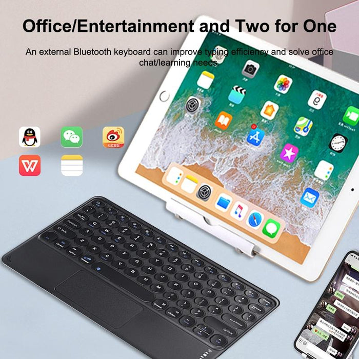 250C 10 Inch Universal Tablet Round Keycap Wireless Bluetooth Keyboard With Touch Panel