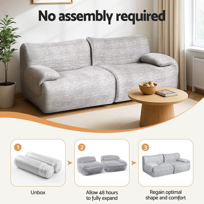 2 Seater Sofa Modular Sectional Sofas Couch Bed No Assembly Living Room Grey