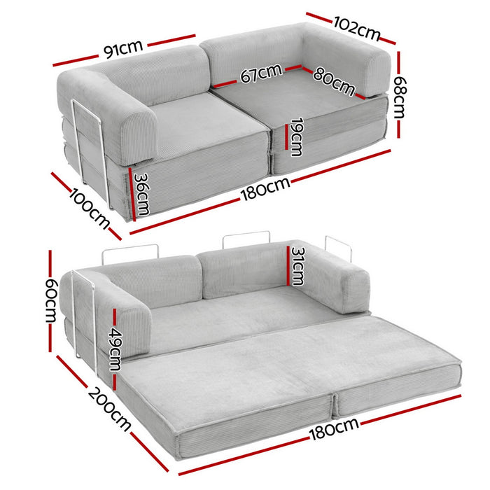 Convertible Folding Sofa Bed Grey