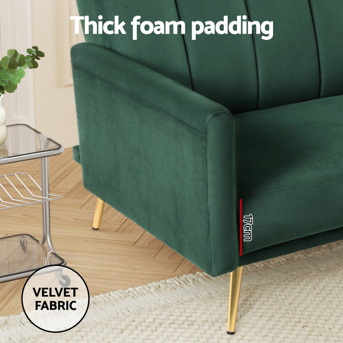 Sofa Bed 3 Seater Couch Convertible Lounge Adjustable Arm Recliner Velvet