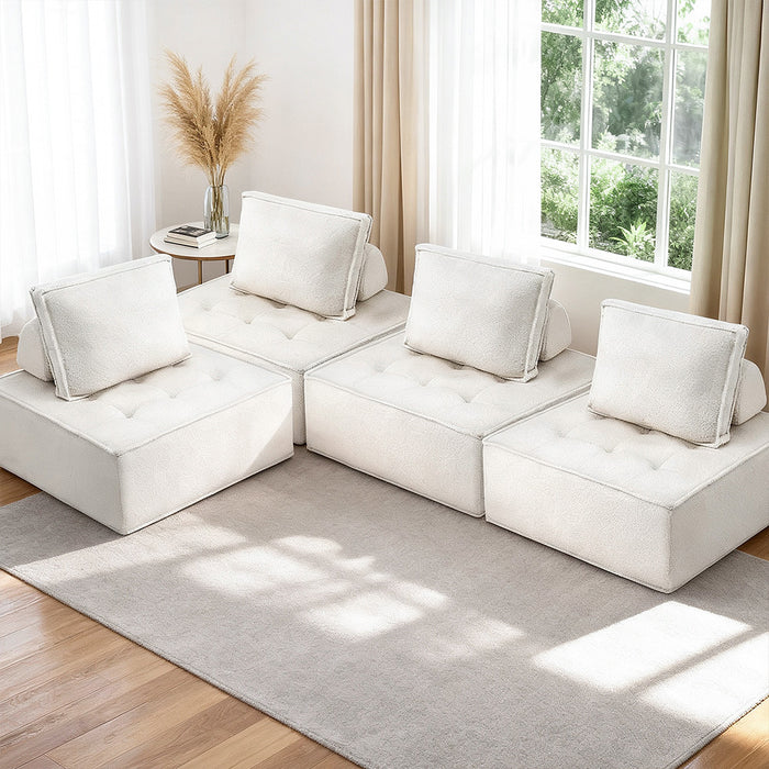 Floor Sofa Lounge Chair 4 Seater With Pillow