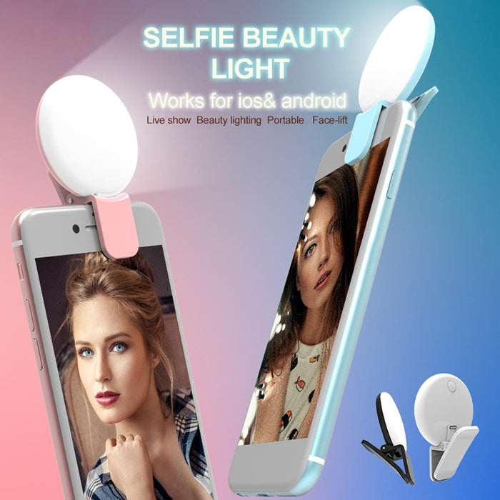 Rk17 Mini And Portable Live Show Beauty Artifact 3 Levels Of Brightness Warm And White Light Fill Light With 9 Led Light For Iphone Galaxy Huawei Xiaomi Lg Htc And Other Smart Phones