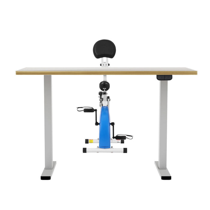Under Desk Folding X-Bike With 140Cm Automatic Standing Desk Magnetic Resistance Oak