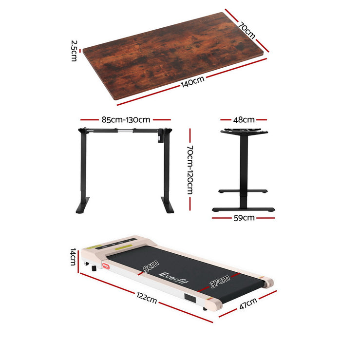 140 Cm Automatic Standing Desk With 360Mm Electric Walking Pad Treadmill