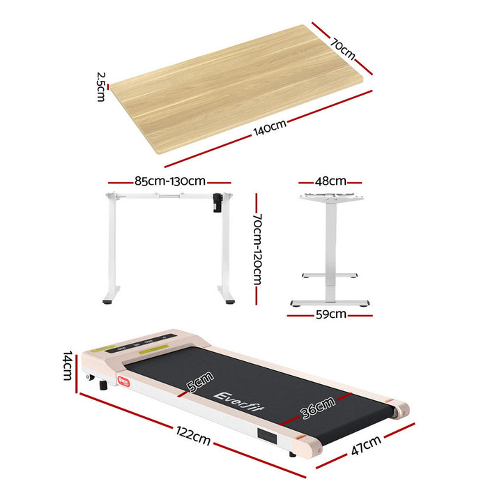 Electric Treadmill With 140cm Automatic Standing Desk Walking Pad 360Mm