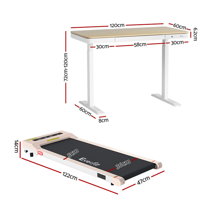 Electric Treadmill With 120cm Automatic Standing Desk Walking Pad 360Mm