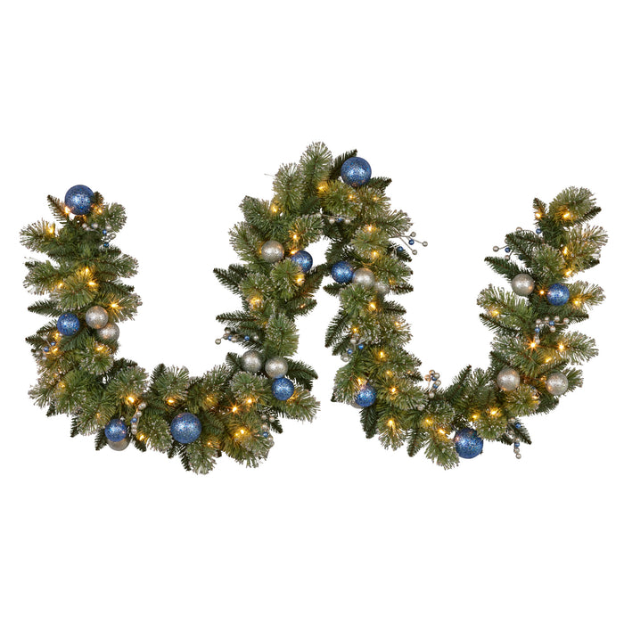 274Cm Blue Collection Multicolour Pre-Lit Christmas Garland