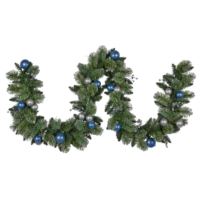 274Cm Blue Collection Multicolour Pre-Lit Christmas Garland