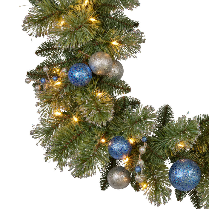 274Cm Blue Collection Multicolour Pre-Lit Christmas Garland