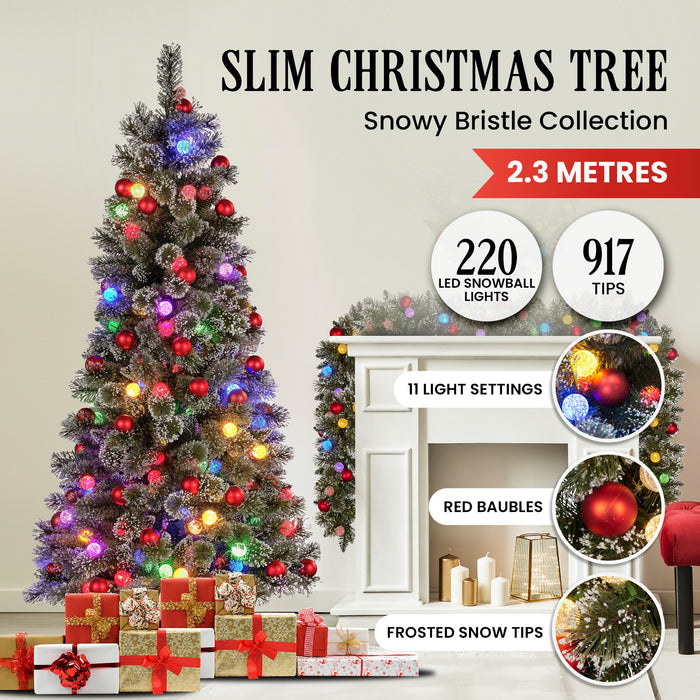 2.3M Slim Multicolour Pre-Lit Christmas Tree With 917 Tips