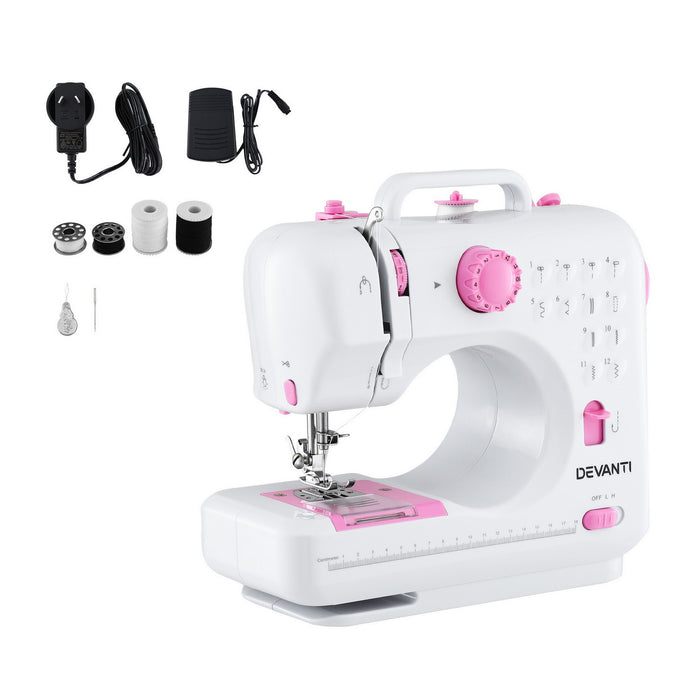 12 Stitches Mini Sewing Machine For Beginners Portable Sewing Machine Kit With Led Lights