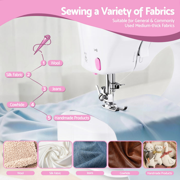 12 Stitches Mini Sewing Machine For Beginners Portable Sewing Machine Kit With Led Lights
