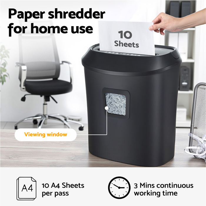 Electric Paper Shredder For Home Office 10 A4 Paper Sheet Cross-Cut Paper