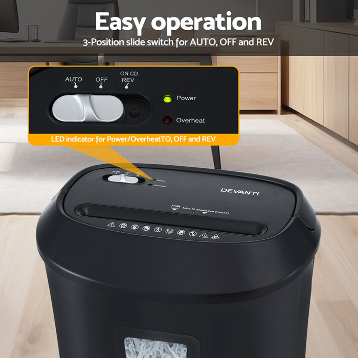 Electric Paper Shredder For Home Office 10 A4 Paper Sheet Cross-Cut Paper