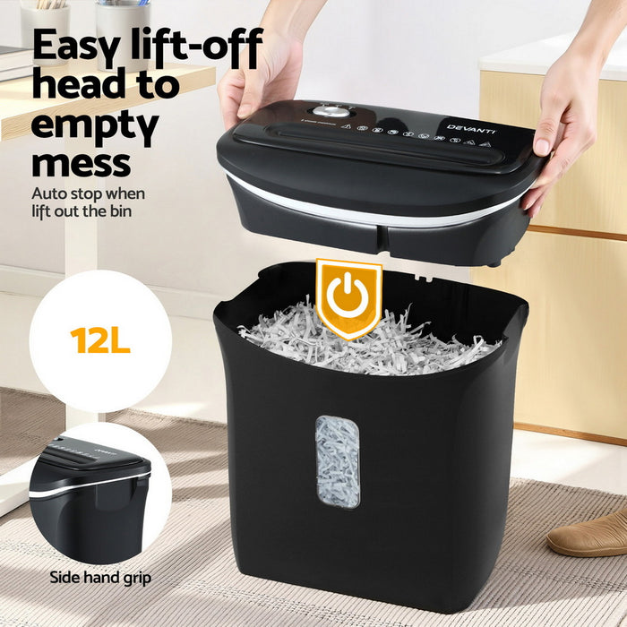 12L Cross-Cut Shredder 8-Sheet Paper Home Office Credit Card