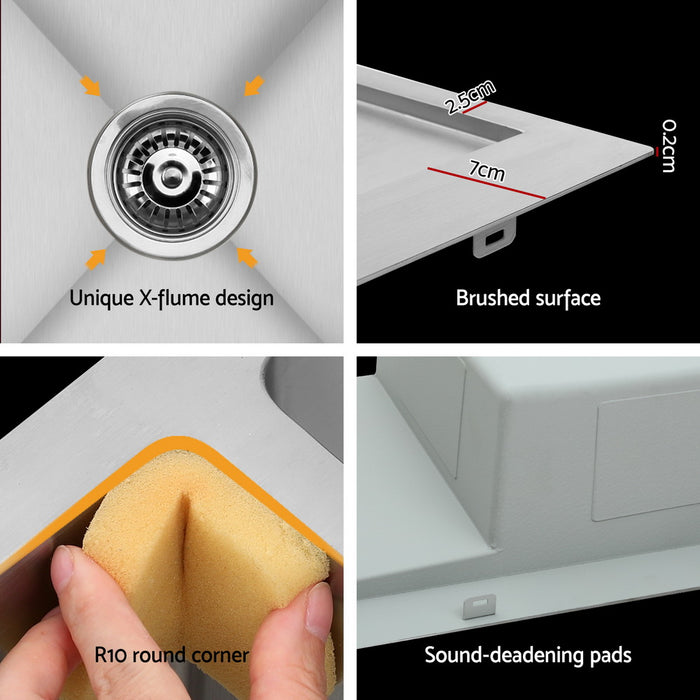 Kitchen Sink Basin Stainless Steel Under/Top/Flush Mount Bowl 155X50Cm