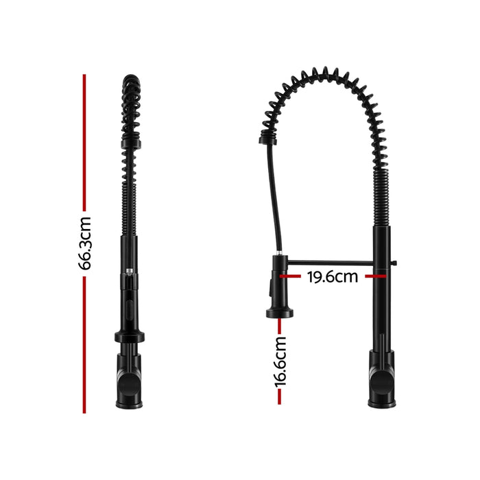 Stainless Steel Sink 70X45Cm With Pull Out Mixer Tap Kitchen Basin Single Bowl Black