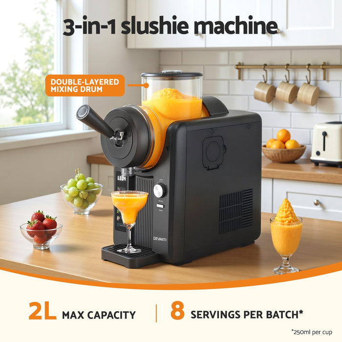 2L Slushie Machine Ice Cream Maker Frozen Smoothies Milkshakes Black
