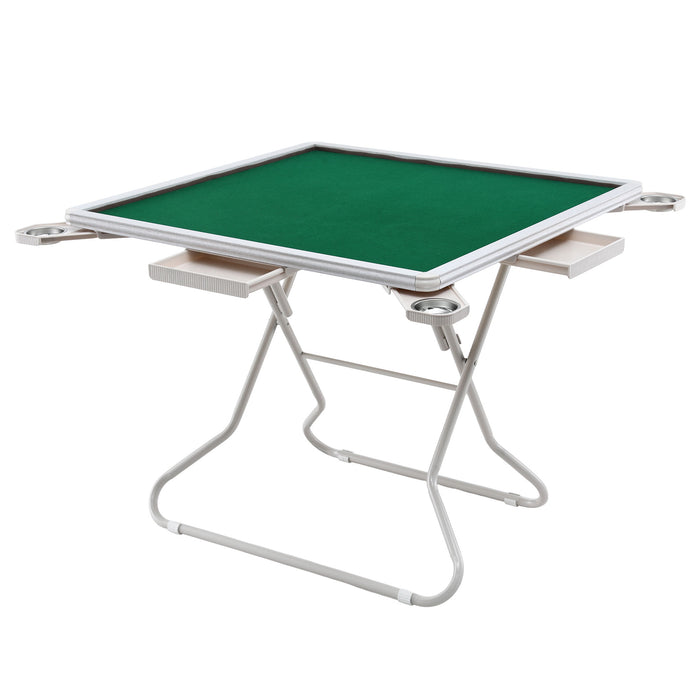Mahjong Table For Home With 4 Drawers And Cup Holders Green