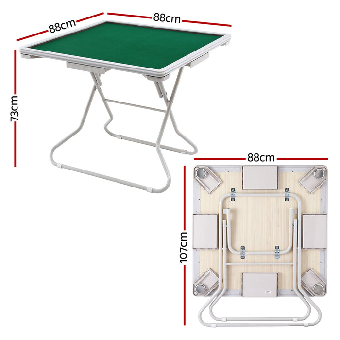 Mahjong Table For Home With 4 Drawers And Cup Holders Green