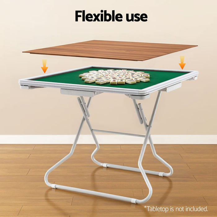 Mahjong Table For Home With 4 Drawers And Cup Holders Green