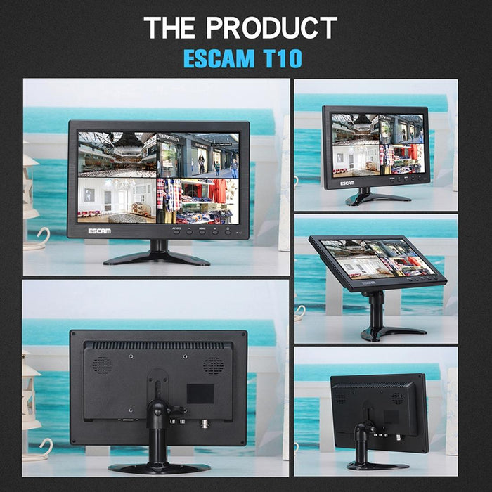 10.0 Inch Tft Lcd 1024X600 Monitor With Vga & Hdmi & Av & Bnc & Usb For Pc Cctv Security