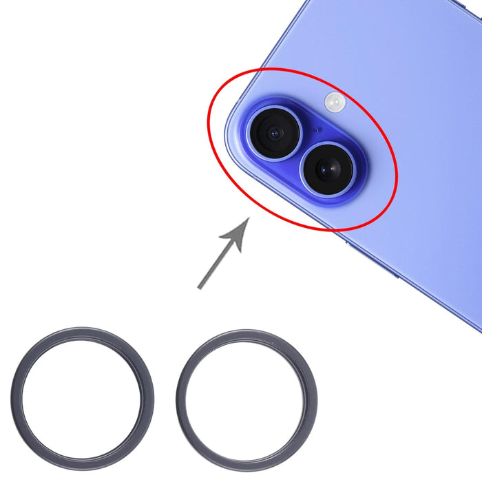 For Iphone 16 Plus 2Pcs / Set Rear Camera Glass Lens Metal Outside Protector Hoop Ring