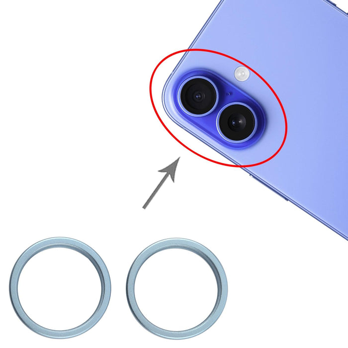 For Iphone 16 Plus 2Pcs / Set Rear Camera Glass Lens Metal Outside Protector Hoop Ring