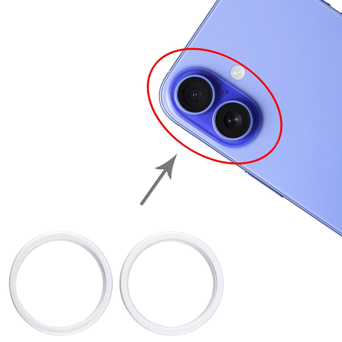 For Iphone 16 Plus 2Pcs / Set Rear Camera Glass Lens Metal Outside Protector Hoop Ring