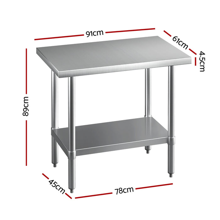 Stainless Steel Kitchen Benches Work Bench 910X610Mm 430