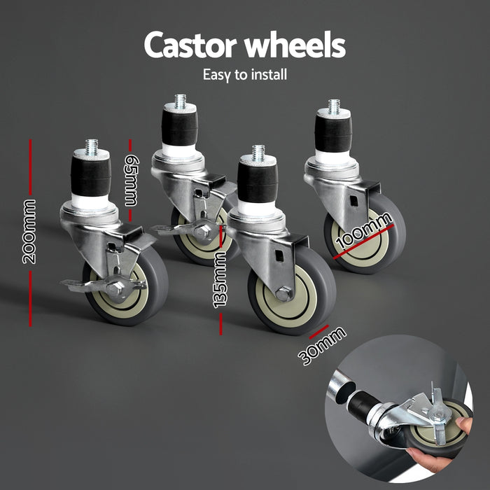 Stainless Steel Kitchen Benches Work Bench Wheels 61X46Cm 430