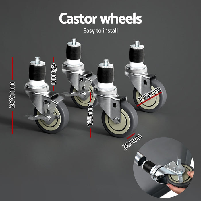 Stainless Steel Kitchen Benches Work Bench Wheels 91X61cm 430