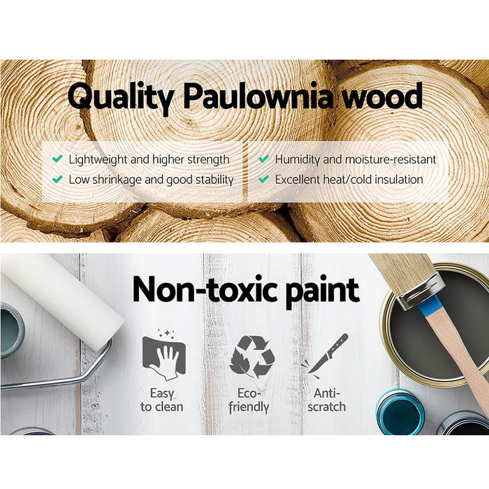 2X Bedside Table 3 Drawers Vintage Thyme Blue