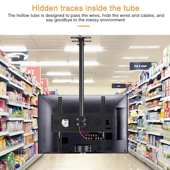 32-65 Inch Universal Height & Angle Adjustable Single Screen Tv Wall-Mounted Ceiling Dual-Use Bracket - Retractable Range 0.5-2M