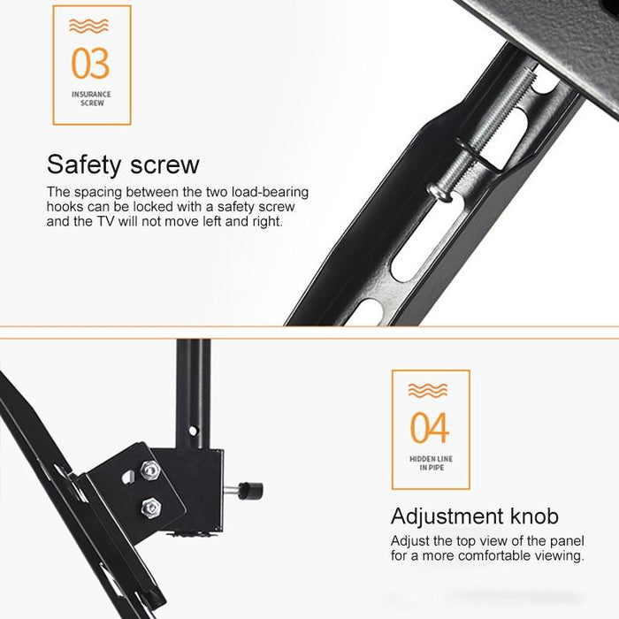 26-60 Inch Universal Height & Angle Adjustable Single Screen Tv Wall-Mounted Ceiling Dual-Use Bracket - Range 0.5-1M