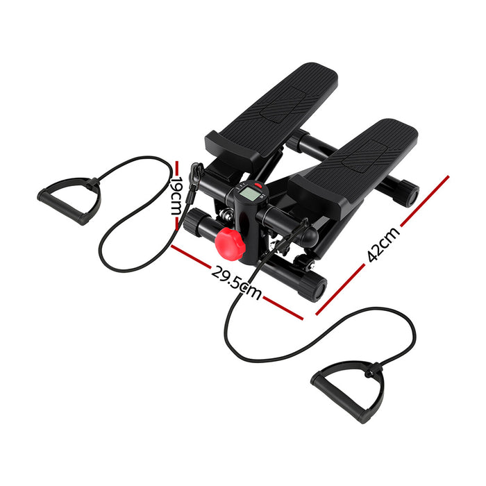 Mini Stepper With Resistance Rope Aerobic For Exercise Compact Home Workout Black