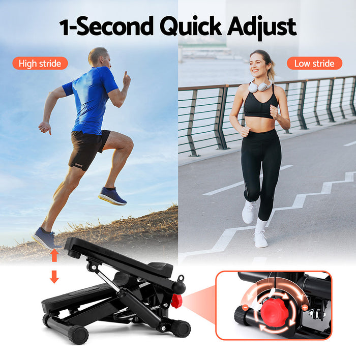Mini Stepper With Resistance Rope Aerobic For Exercise Compact Home Workout Black
