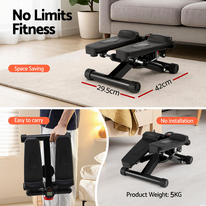 Mini Stepper With Resistance Rope Aerobic For Exercise Compact Home Workout Black