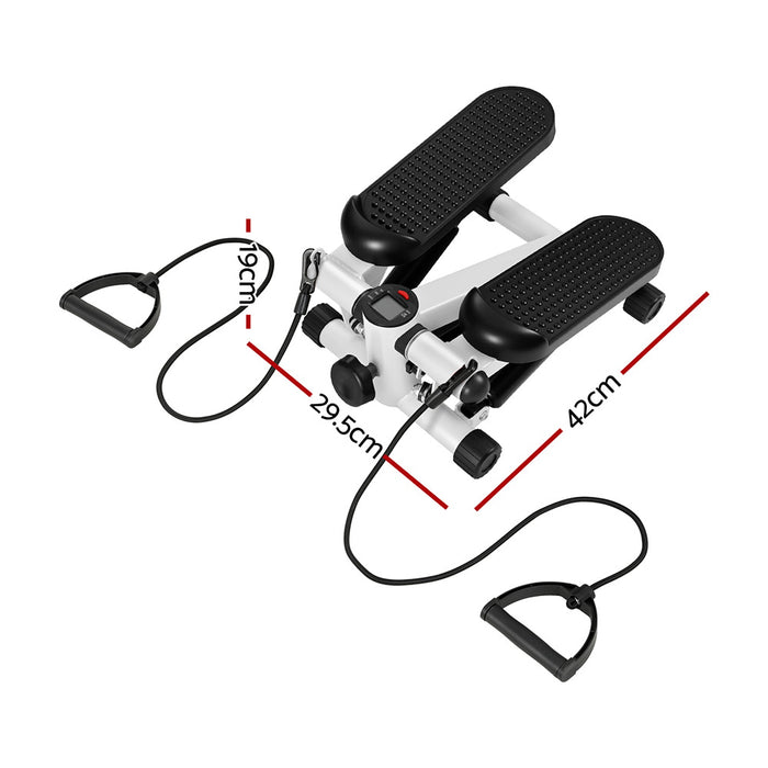 Mini Stepper With Resistance Rope Aerobic For Exercise Compact Home Workout White