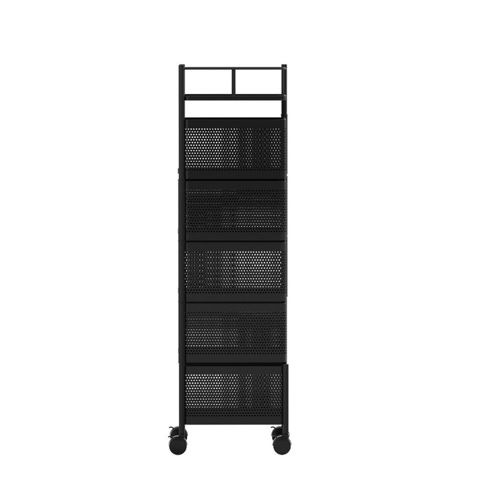 Storage Trolley Kitchen Cart 5 Tiers Storage Rack Black