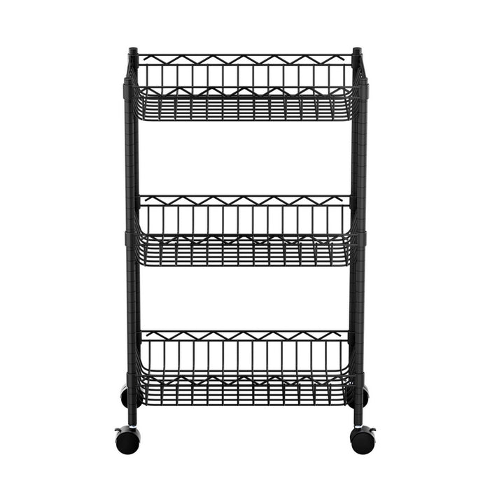 3-Tier Shelving Unit Adjustable Garage Storage Kitchen Rack With Wheels