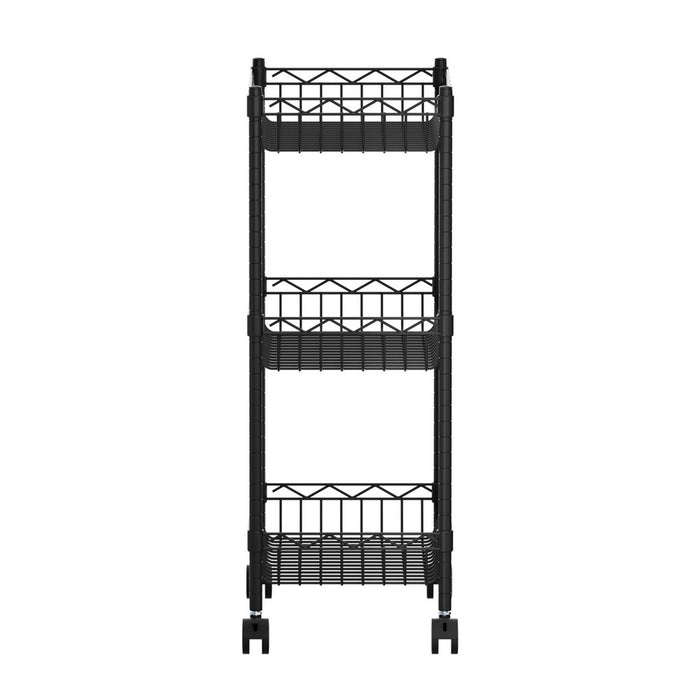 3-Tier Shelving Unit Adjustable Garage Storage Kitchen Rack With Wheels